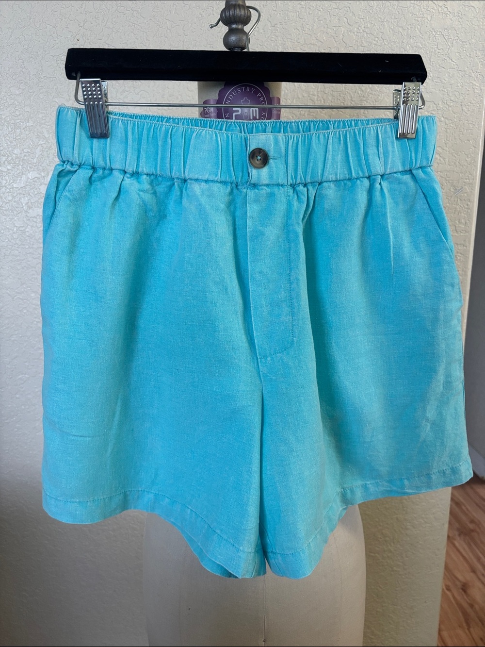 High Waist Elastic Light Blue Women's Shorts